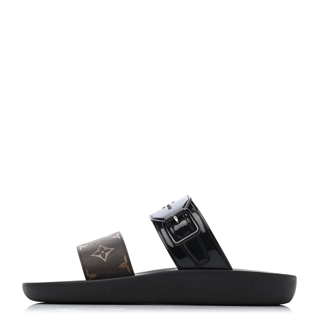 LOUIS VUITTON MONOGRAM SUNBATH FLAT MULE SANDAL BLACK
