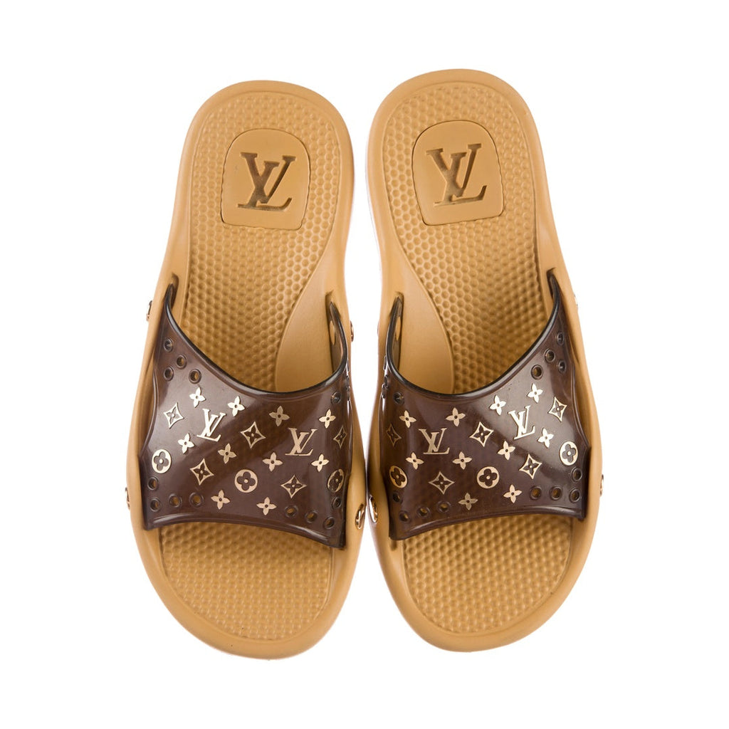 LOUIS VUITTON MONOGRAM SUNBATH SLIDE SANDAL BROWN