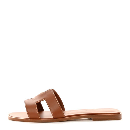 HERMÈS HERMES BOX CALFSKIN ORAN SANDAL GOLD