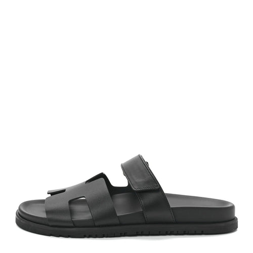 HERMÈS HERMES CALFSKIN CHYPRE SANDAL BLACK