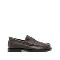 LOEWE CHAIN-EMBELLISHED LEATHER MULE LOAFERS BROWN