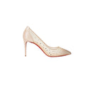 CHRISTIAN LOUBOUTIN SUEDE LAME CRYSTAL STRASS FOLLIES PUMP LIGHT SILK NUDE