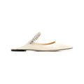 JIMMY CHOO BING FLAT CRYSTAL MULES WHITE