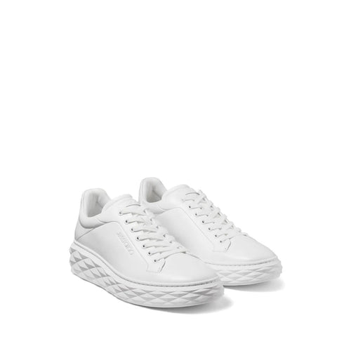 JIMMY CHOO DIAMOND LIGHT MAXI LEATHER SNEAKERS WHITE