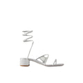 RENÉ CAOVILLA CLEO CRYSTAL-EMBELLISHED SATIN SANDAL SILVER