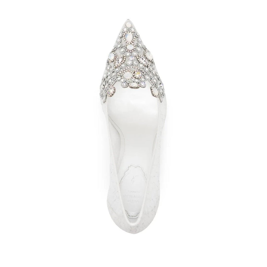 RENÉ CAOVILLA VENEZIANA 50MM CRYSTAL SLINGBACK PUMP WHITE