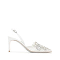 RENÉ CAOVILLA VENEZIANA 50MM CRYSTAL SLINGBACK PUMP WHITE