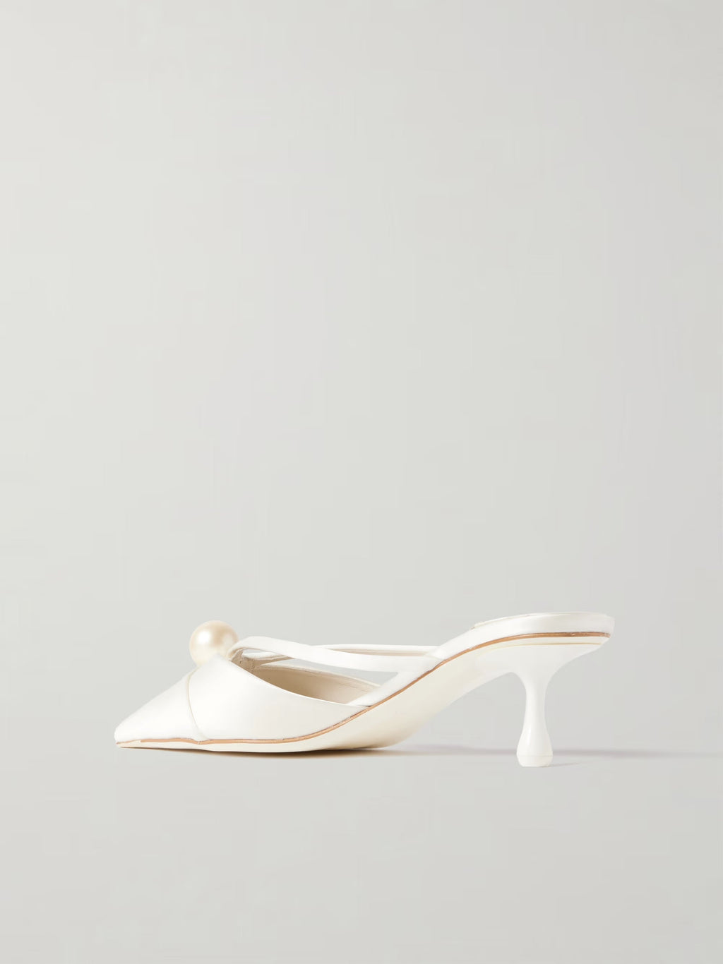 JIMMY CHOO SANA 50 FAUX PEARL-EMBELLISHED SATIN MULES