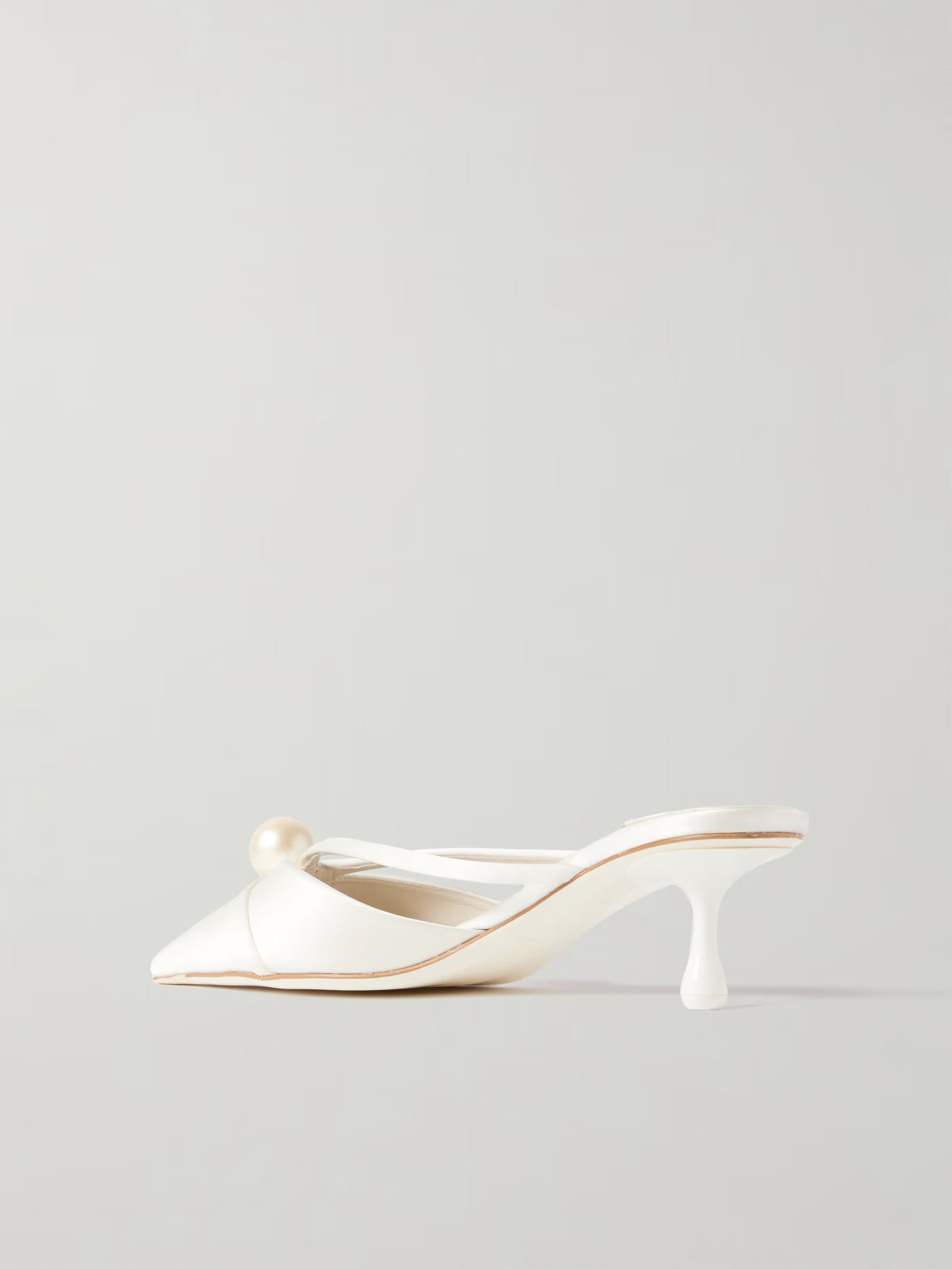JIMMY CHOO SANA 50 FAUX PEARL-EMBELLISHED SATIN MULES