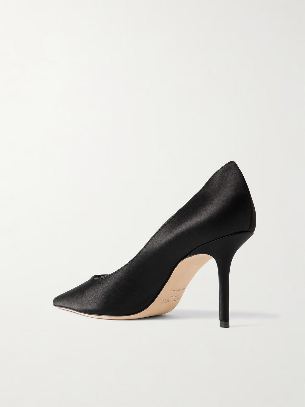 JIMMY CHOO LOVE 85 SATIN PUMPS BLACK