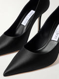 JIMMY CHOO LOVE 85 SATIN PUMPS BLACK