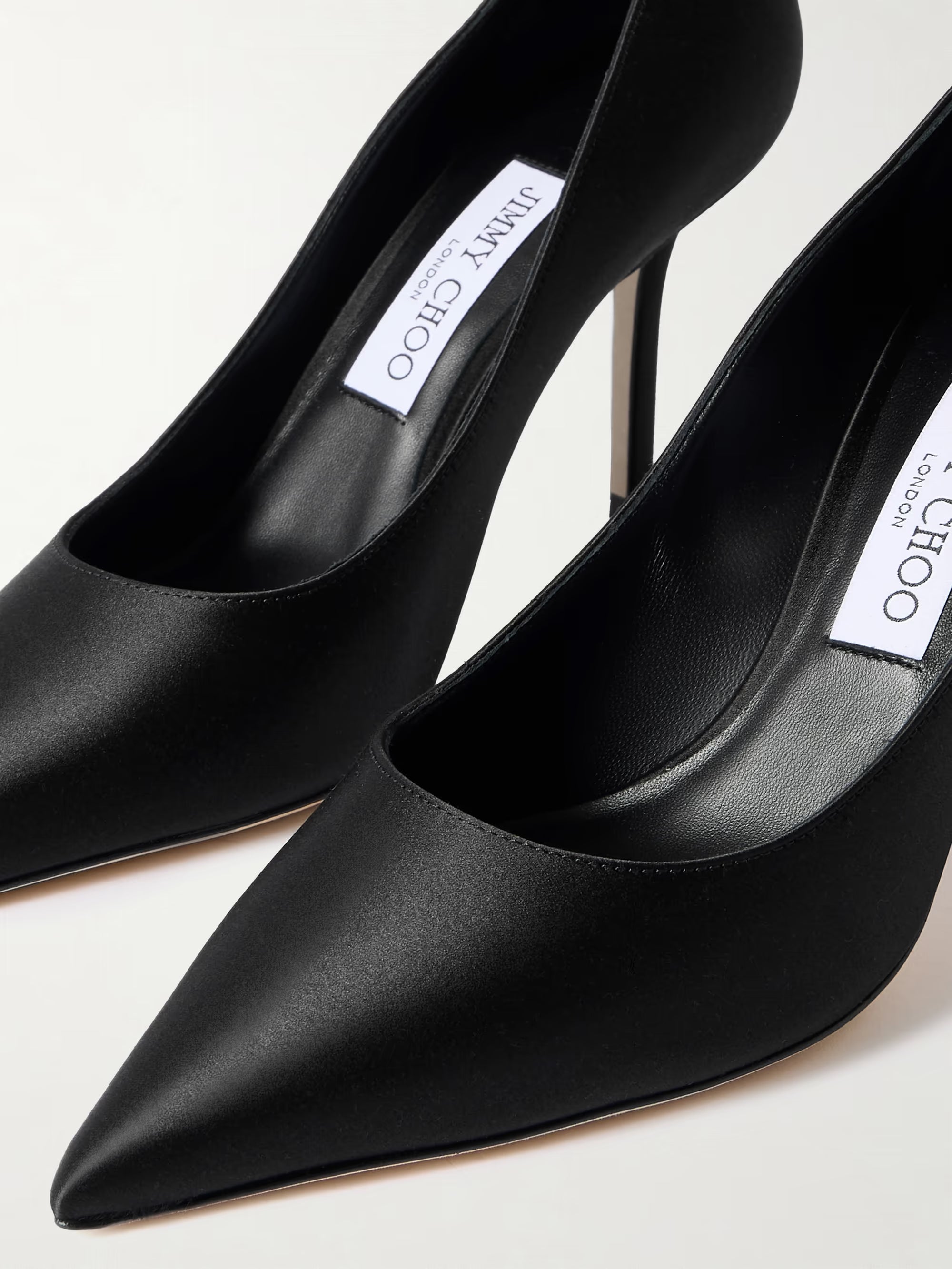 JIMMY CHOO LOVE 85 SATIN PUMPS BLACK