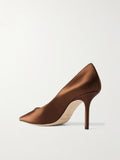 JIMMY CHOO LOVE 85 SATIN PUMPS BRONZE