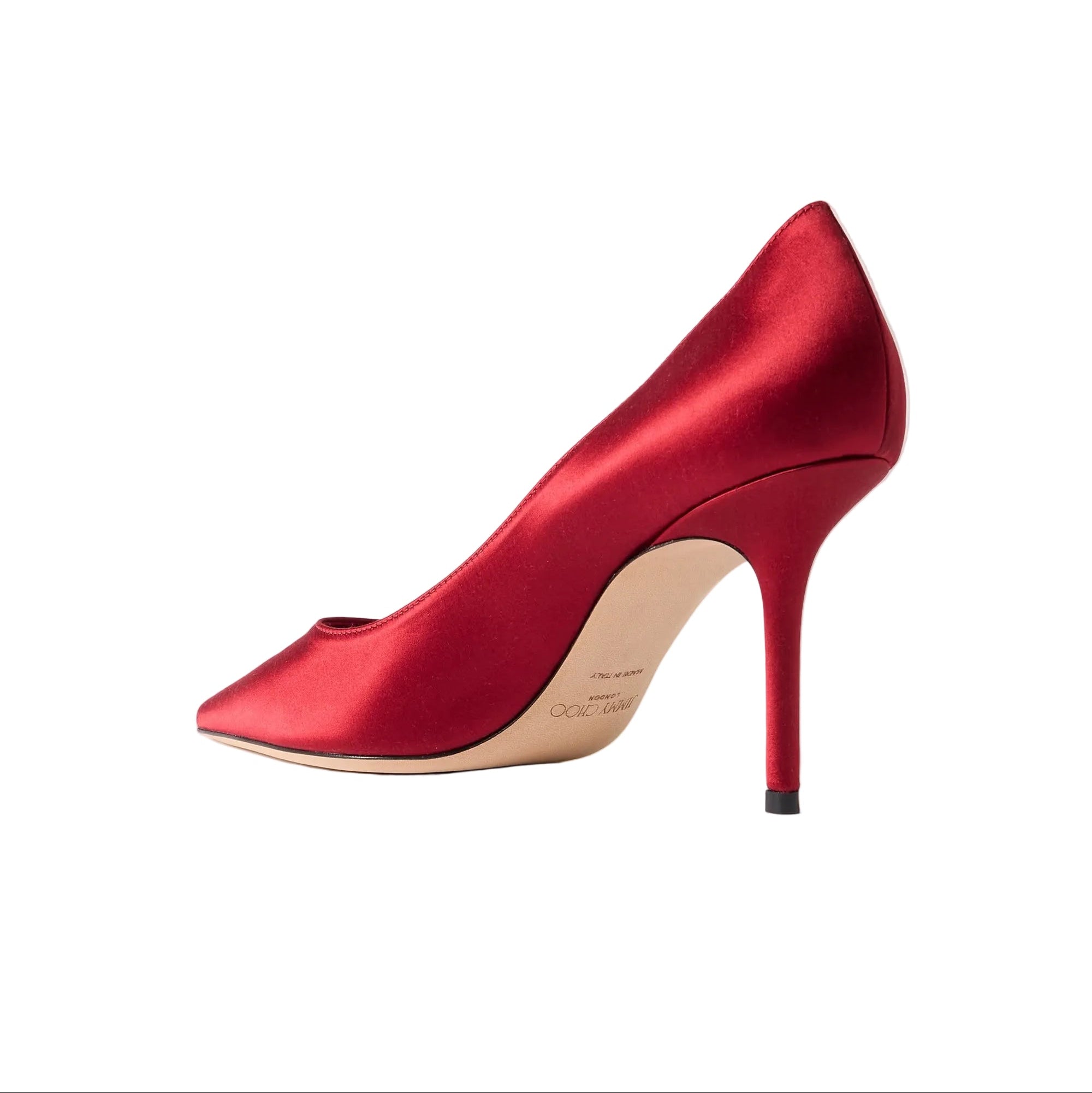JIMMY CHOO LOVE 85 SATIN PUMPS RED