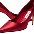 JIMMY CHOO LOVE 85 SATIN PUMPS RED