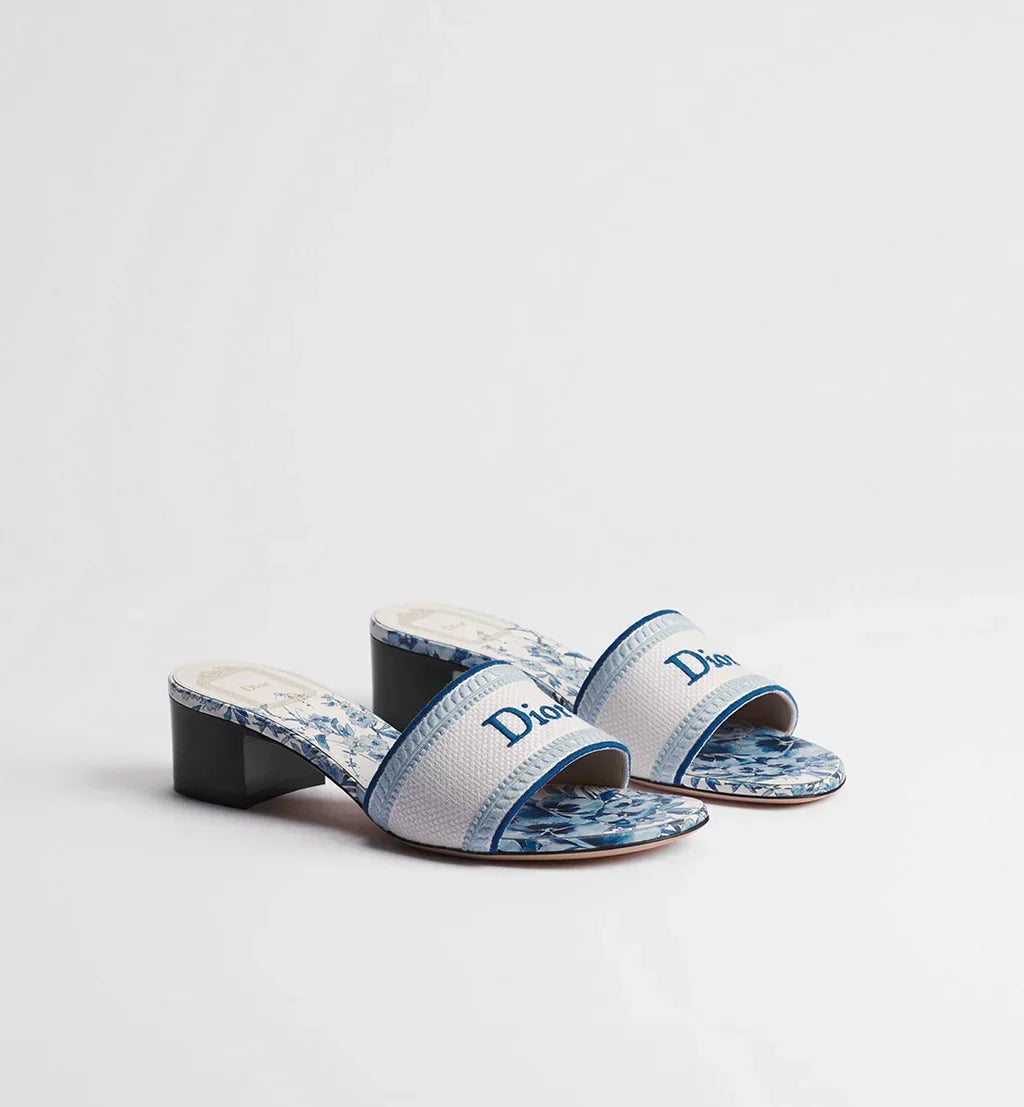 DIOR DIORVIERA DWAY HEELED SLIDE WHITE AND BLUE
