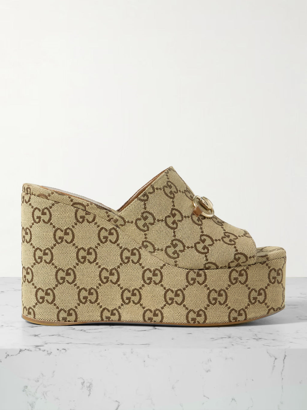 GUCCI WEDGE SANDAL WITH HORSEBIT