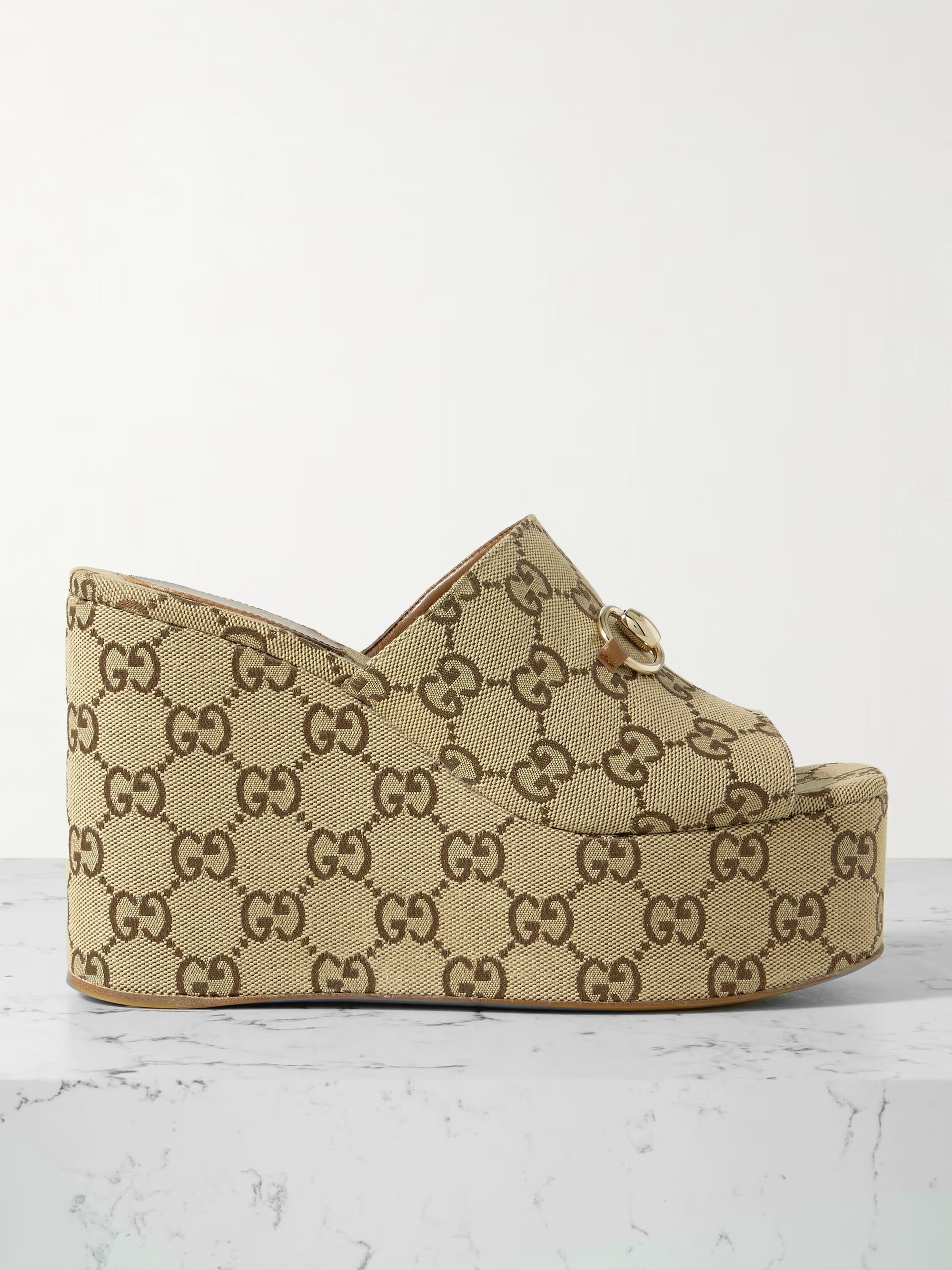 GUCCI WEDGE SANDAL WITH HORSEBIT