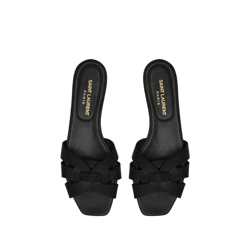 YSL TRIBUTE SANDALS IN SMOOTH LEATHER BLACK